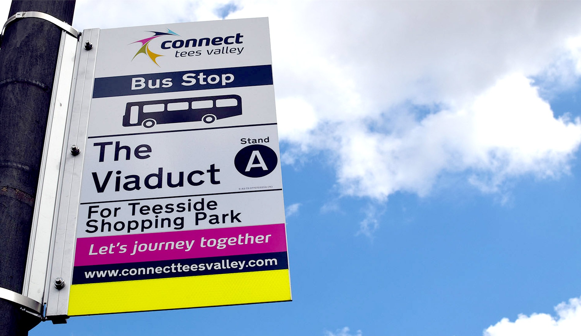 connect tees valley bus stop sign