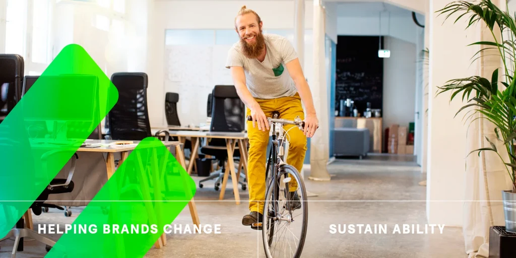 man on a bike in an office